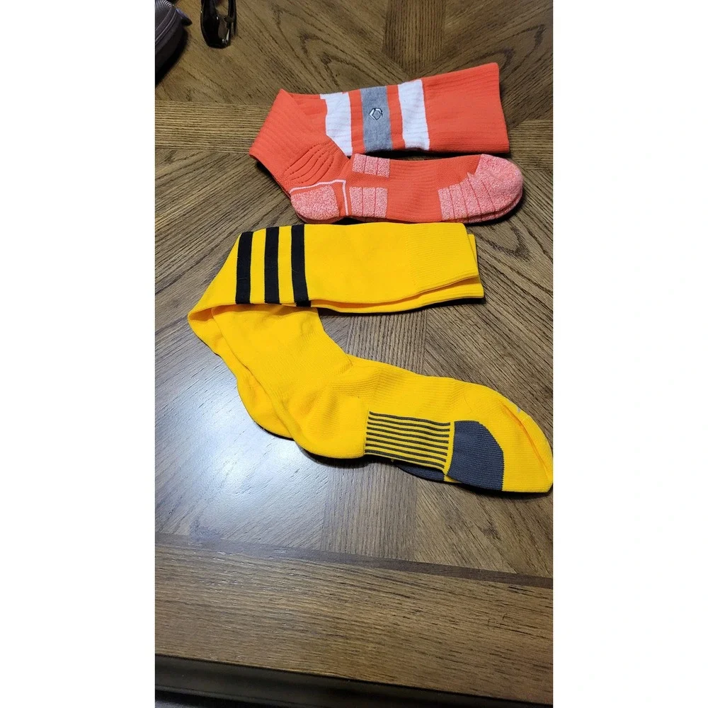 Stance Orange & TCK Yellow Striped Athletic Over The Calf Socks Bundle 2 Pairs